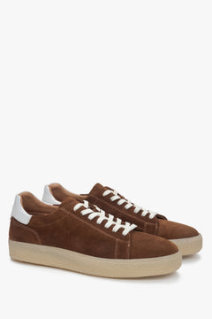 Men's sneakers made from dark brown natural velour.