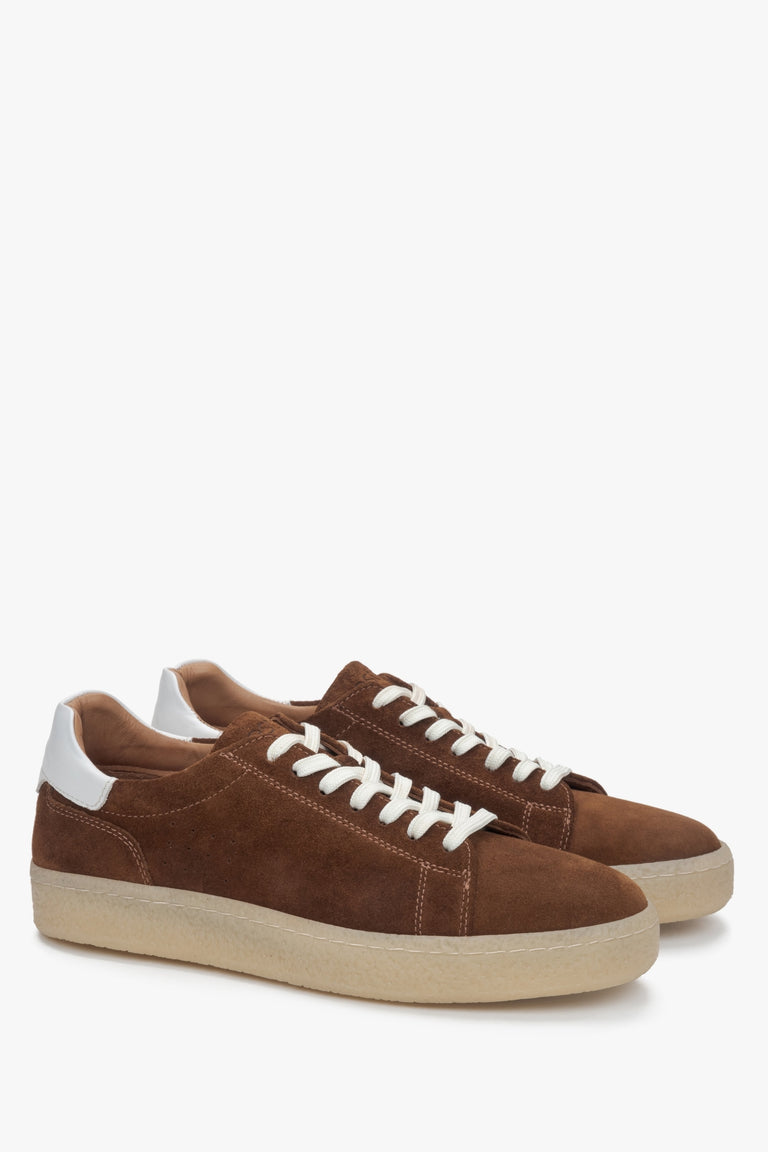 Men's sneakers made from dark brown natural velour.