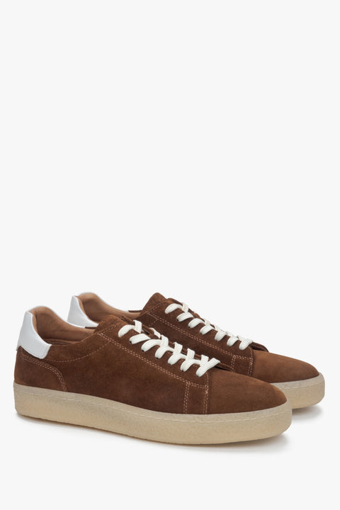 Men's sneakers made from dark brown natural velour.