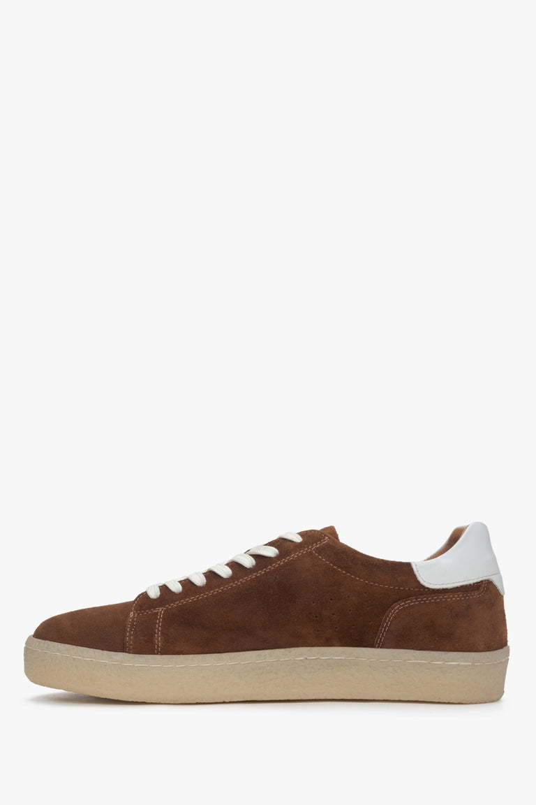 Men's sneakers in dark brown natural velour.