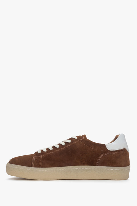 Men's sneakers in dark brown natural velour.