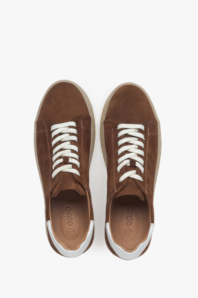 Stylish men's sneakers made of dark brown velour.