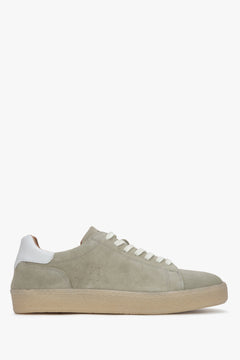 Men's Light Green Sneakers made of Genuine Velour Estro ER00117598.