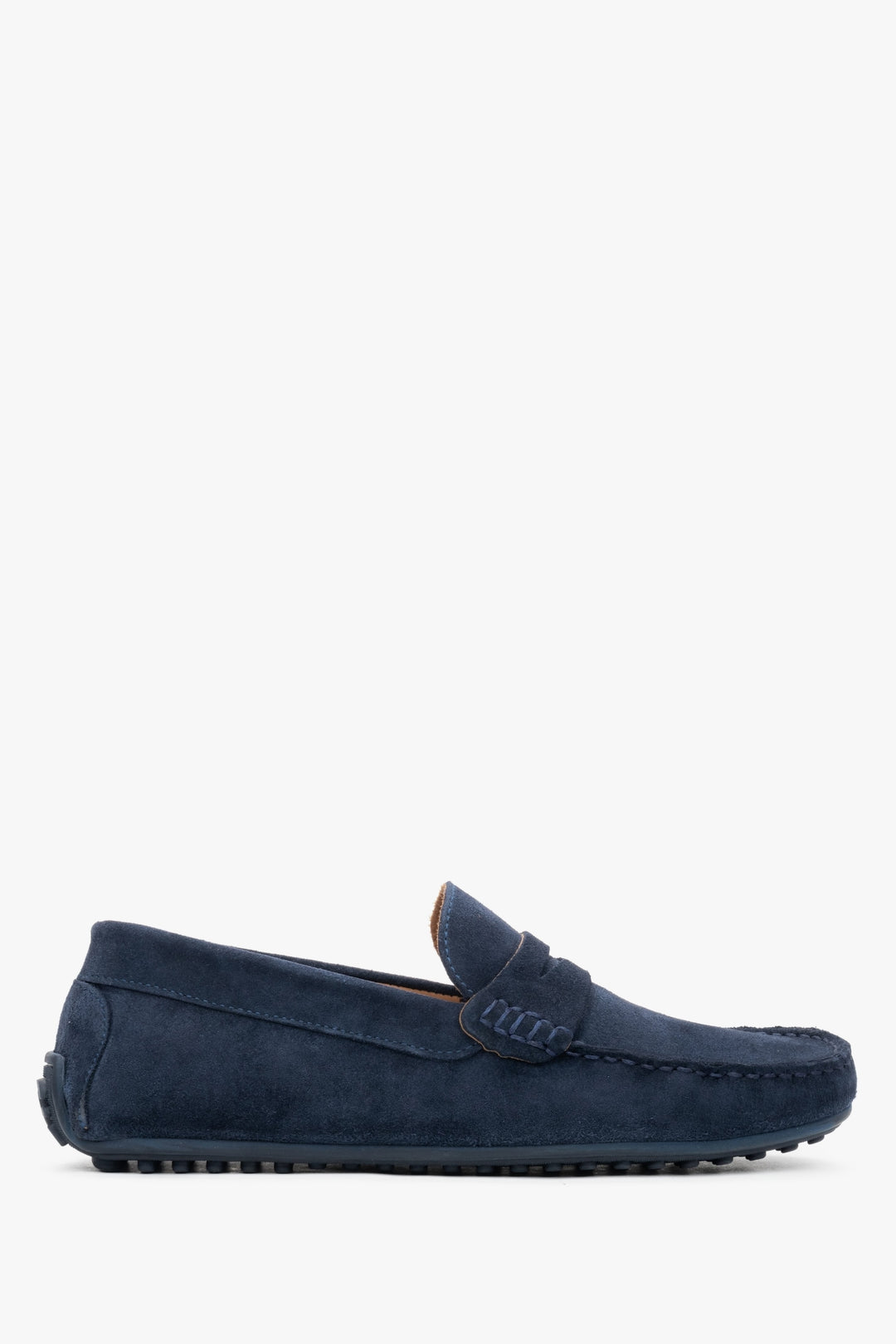 Men's Navy Blue Loafers made of Genuine Velour Estro ER00117610.