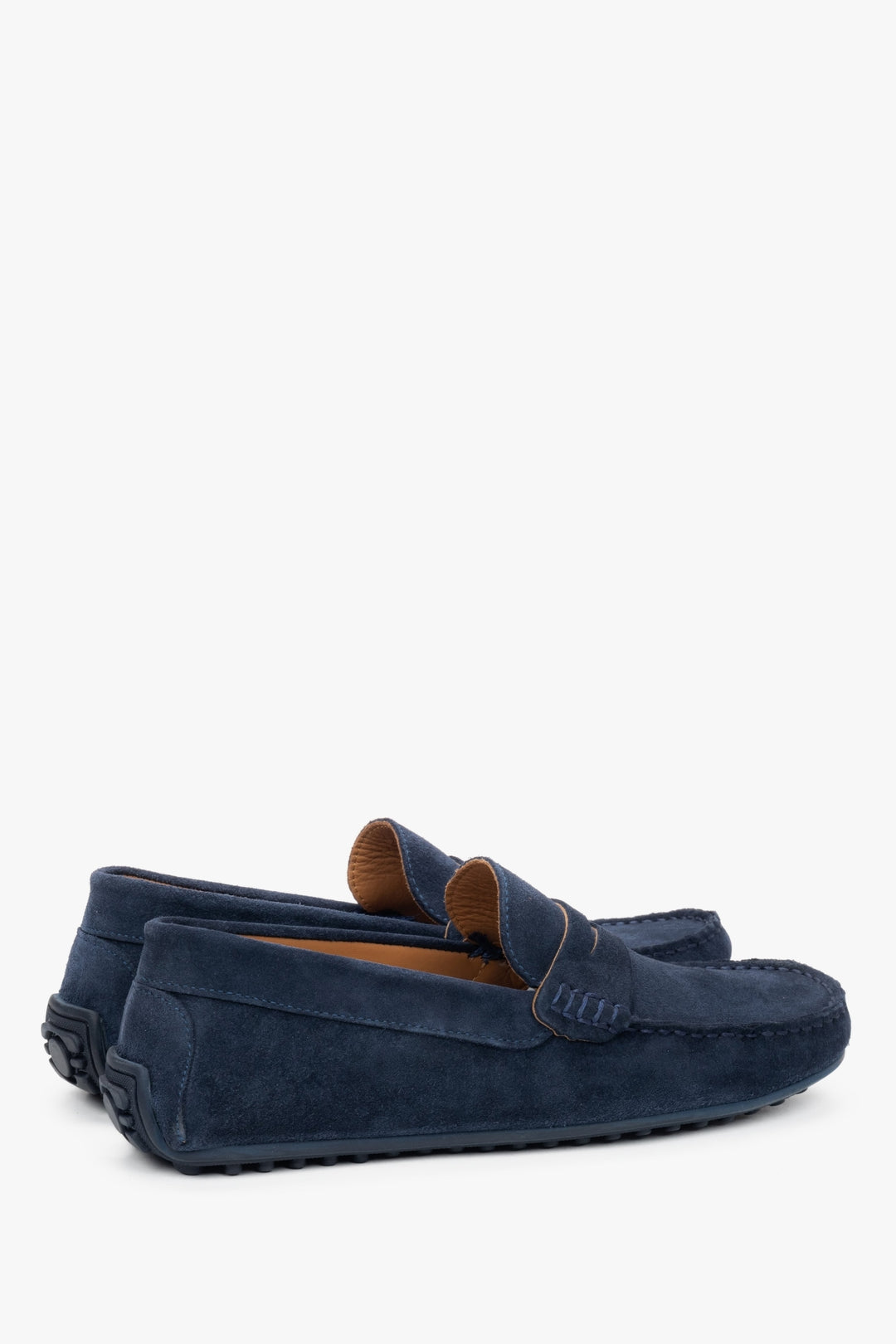 Men’s Estro loafers made of natural navy blue velour.