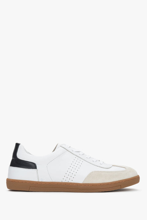 Men's White Sneakers made of Genuine Leather & Velour Estro ER00117606.