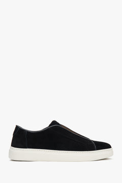Men's Black Low-Top Sneakers made of Italian Genuine Velour Estro ER00117126.