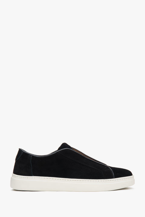 Men's Black Low-Top Sneakers made of Italian Genuine Velour Estro ER00117126.