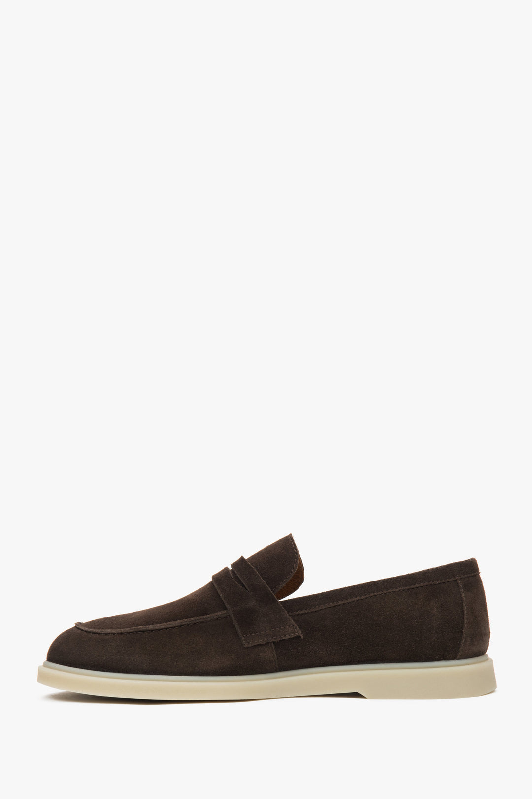 Luxury men's loafers by Estro in a deep brown shade, made from premium Italian natural velour.