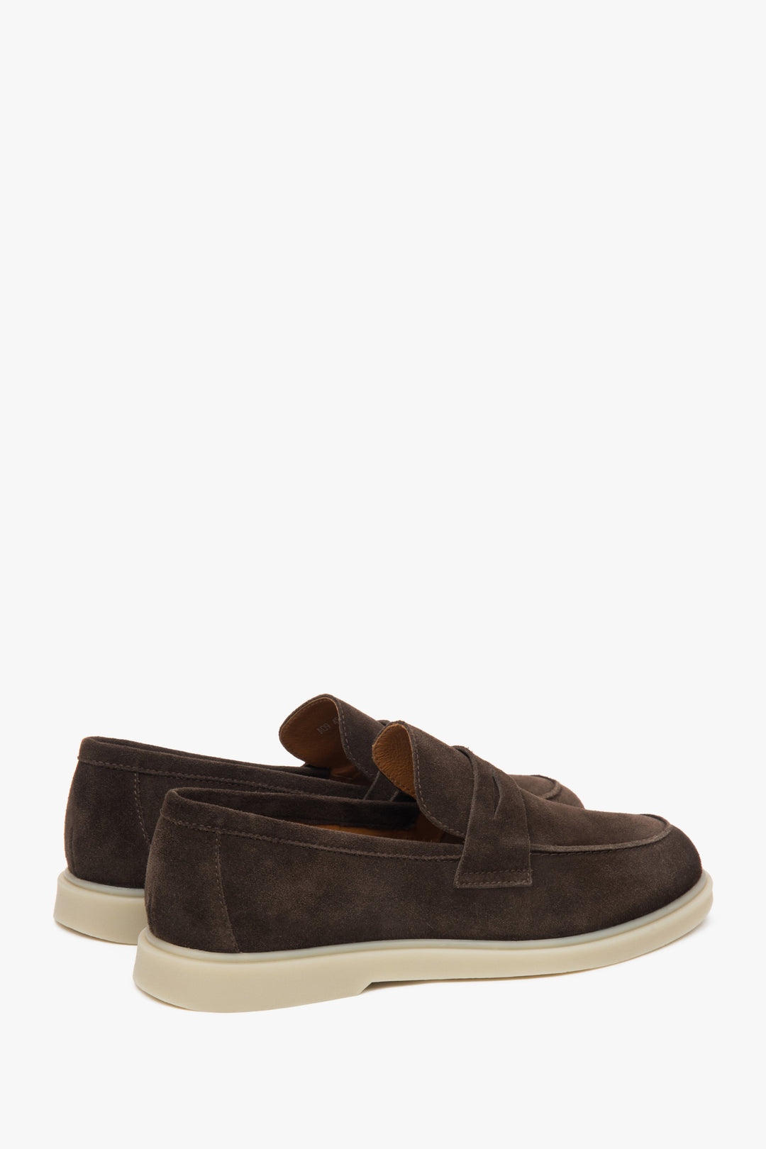 Stylish dark brown men's loafers by Estro, made from premium Italian natural velour.
