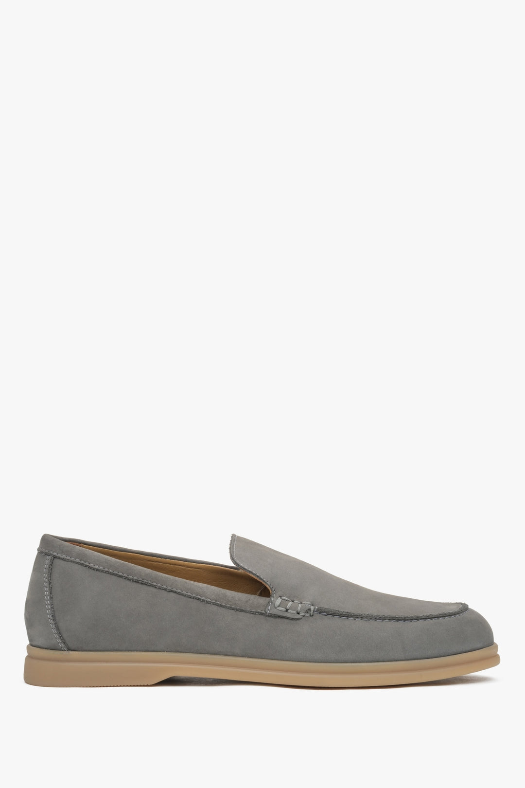 Men's Grey Loafers made of Genuine Italian Nubuck Estro ER00117406.