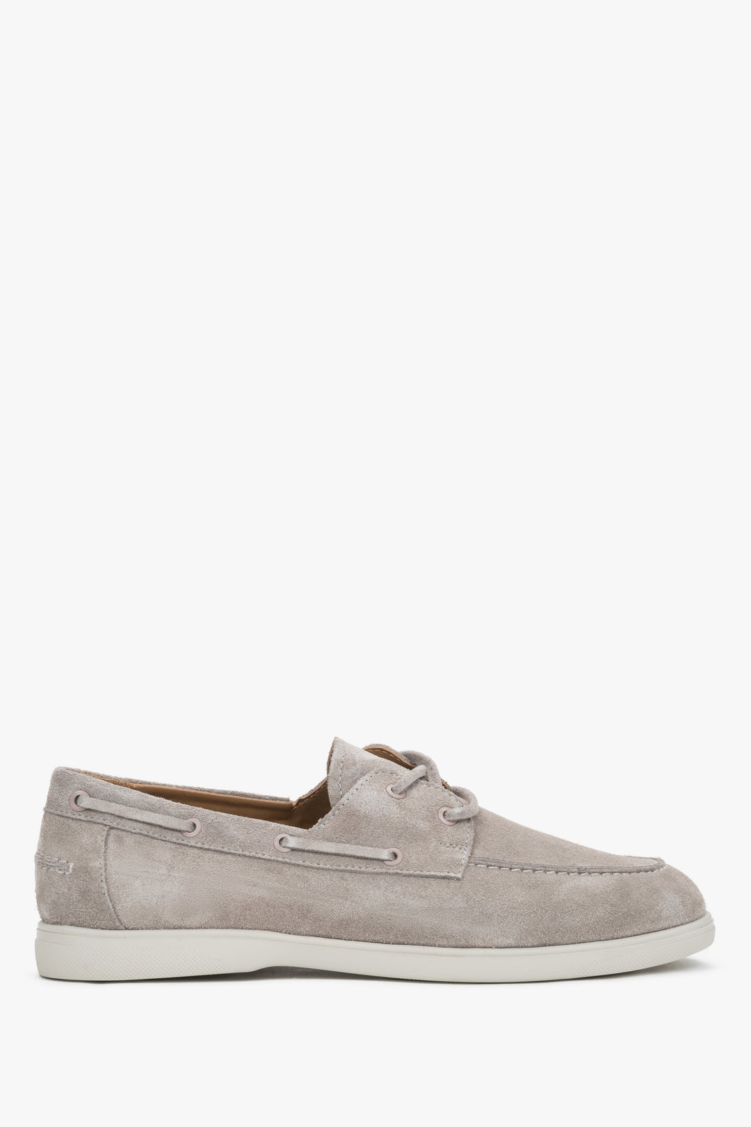 Men's Beige Boat Loafers made of Premium Italian Genuine Velour Estro ER00119615.