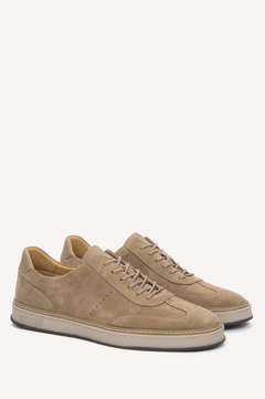 Men’s beige sneakers made of genuine velour with a flexible sole Estro ER00119202