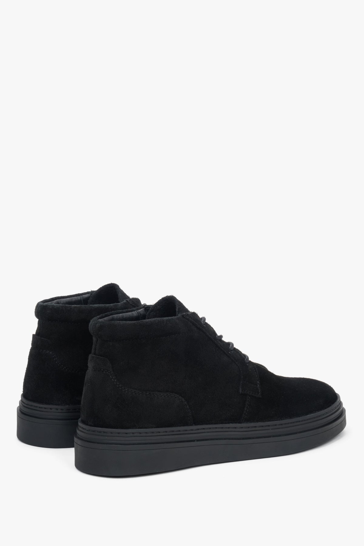 Made of 100% Italian genuine velour, these men's black ankle boots offer softness, warmth, and a sleek look for the colder season.