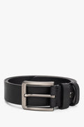 Men's Black Belt with a Silver Buckle made of Smooth Genuine Leather Estro ER00120705