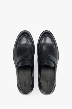 Men’s loafers, black, classic, in genuine leather, Estro.
