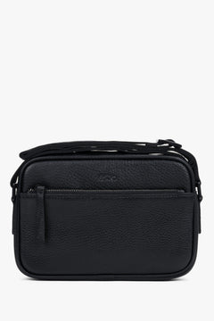 Men's Black Crossbody Bag made of Pebbled Genuine Leather Estro ER00120411.