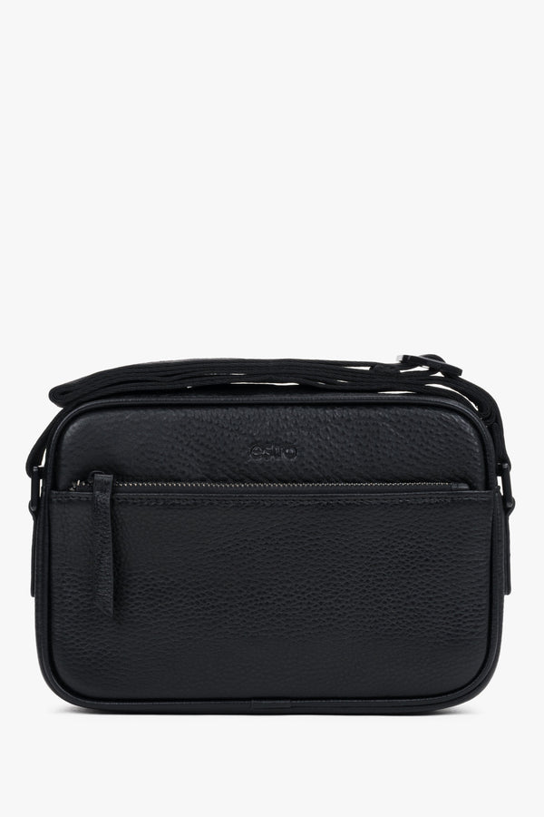 Men's Black Crossbody Bag made of Pebbled Genuine Leather Estro ER00120411.