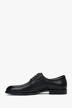 Black men's derby shoes made of genuine leather, Estro.