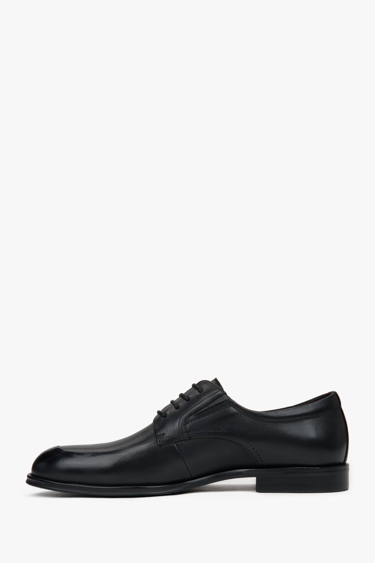 Black men's derby shoes made of genuine leather, Estro.
