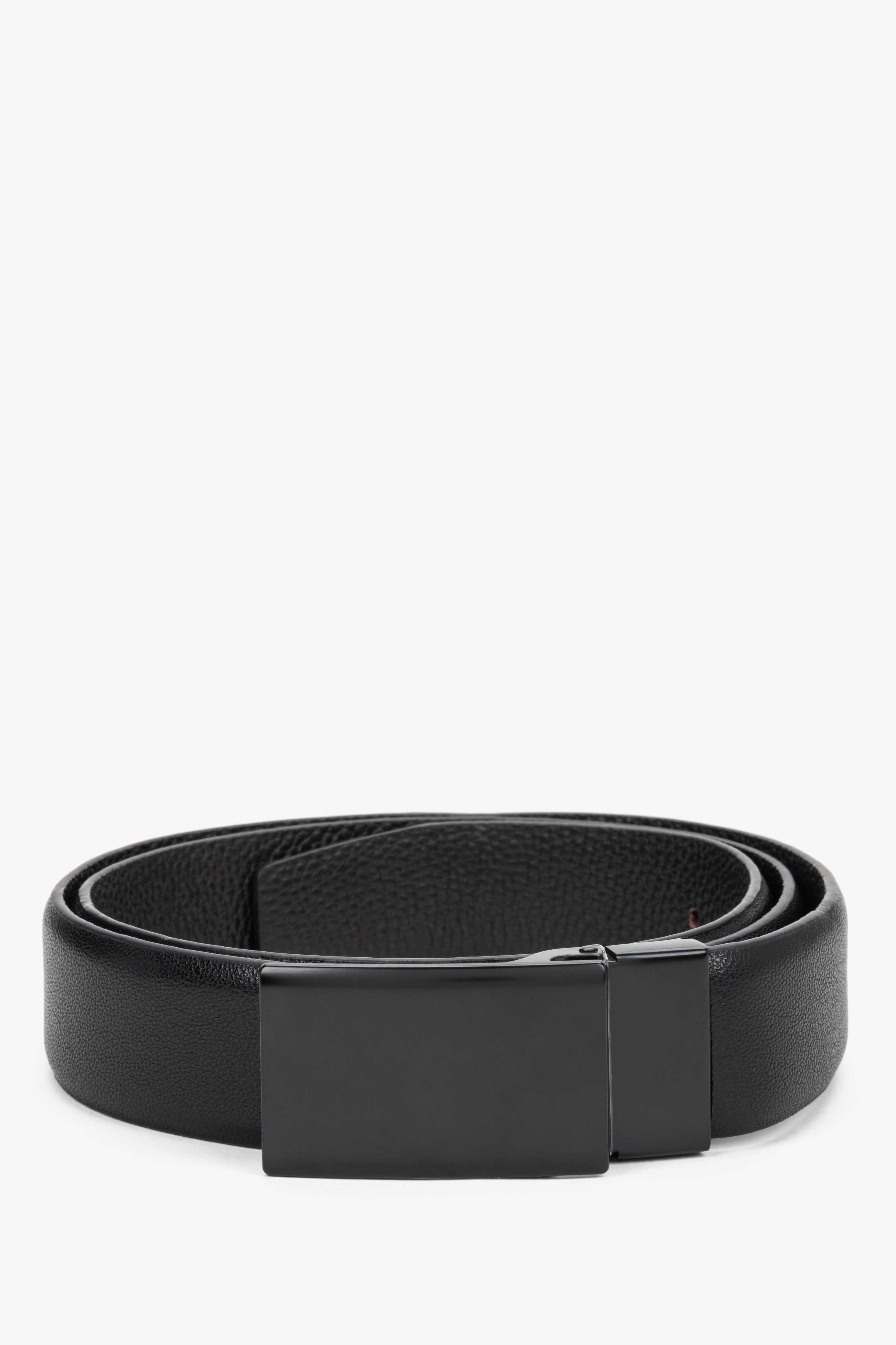 Men's Black Genuine Leather Belt with Minimalist Buckle Estro ER00120701.