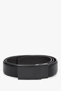 Men's Black Genuine Leather Belt with Minimalist Buckle Estro ER00120701.