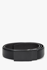 Men's Black Genuine Leather Belt with Minimalist Buckle Estro ER00120701.