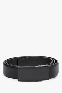 Men's Black Genuine Leather Belt with Minimalist Buckle Estro ER00120701.