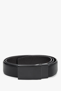 Men's Black Genuine Leather Belt with Minimalist Buckle Estro ER00120701.
