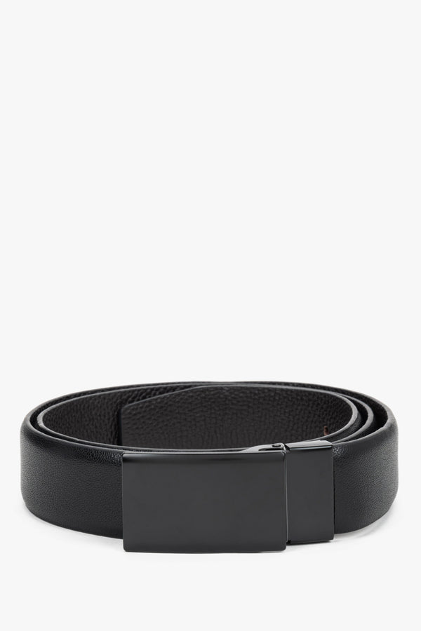 Men's Black Genuine Leather Belt with Minimalist Buckle Estro ER00120701.