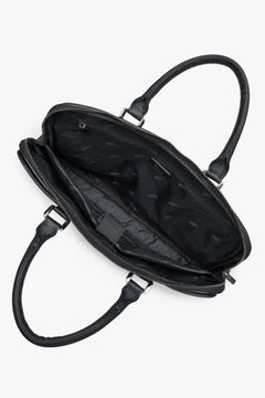 Black genuine leather men's executive briefcase, Estro.