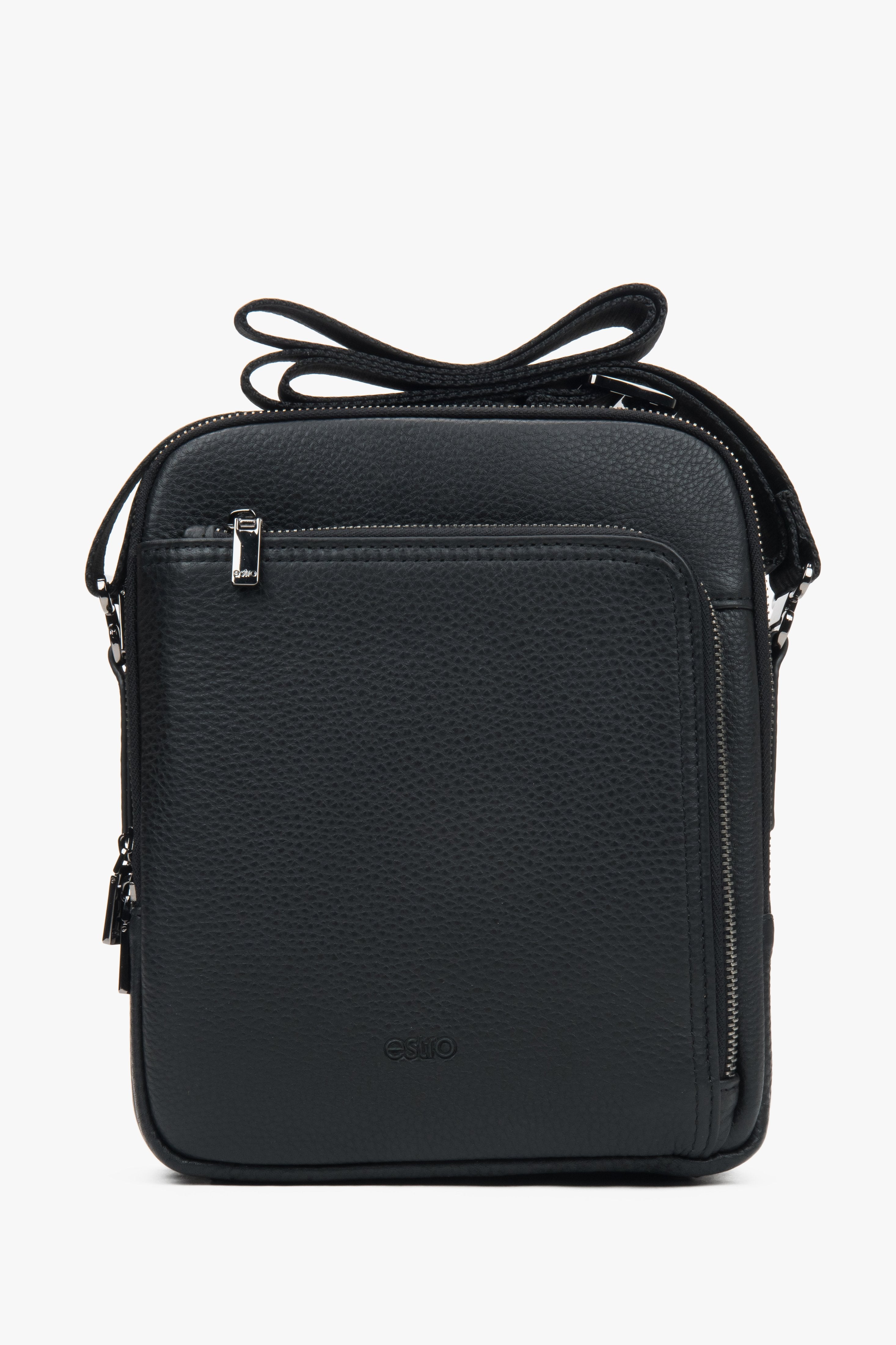 Men’s Black Genuine Leather  Shoulder Sling Bag Estro ER00117332.