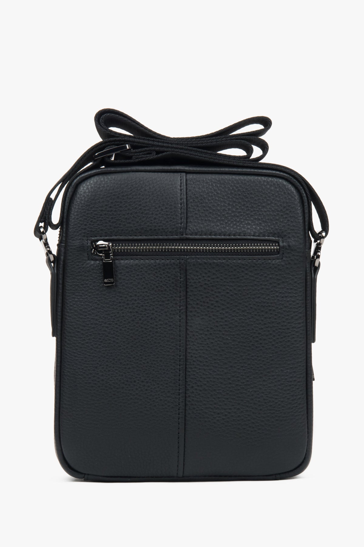 Men’s black genuine leather crossbody sling bag Estro.