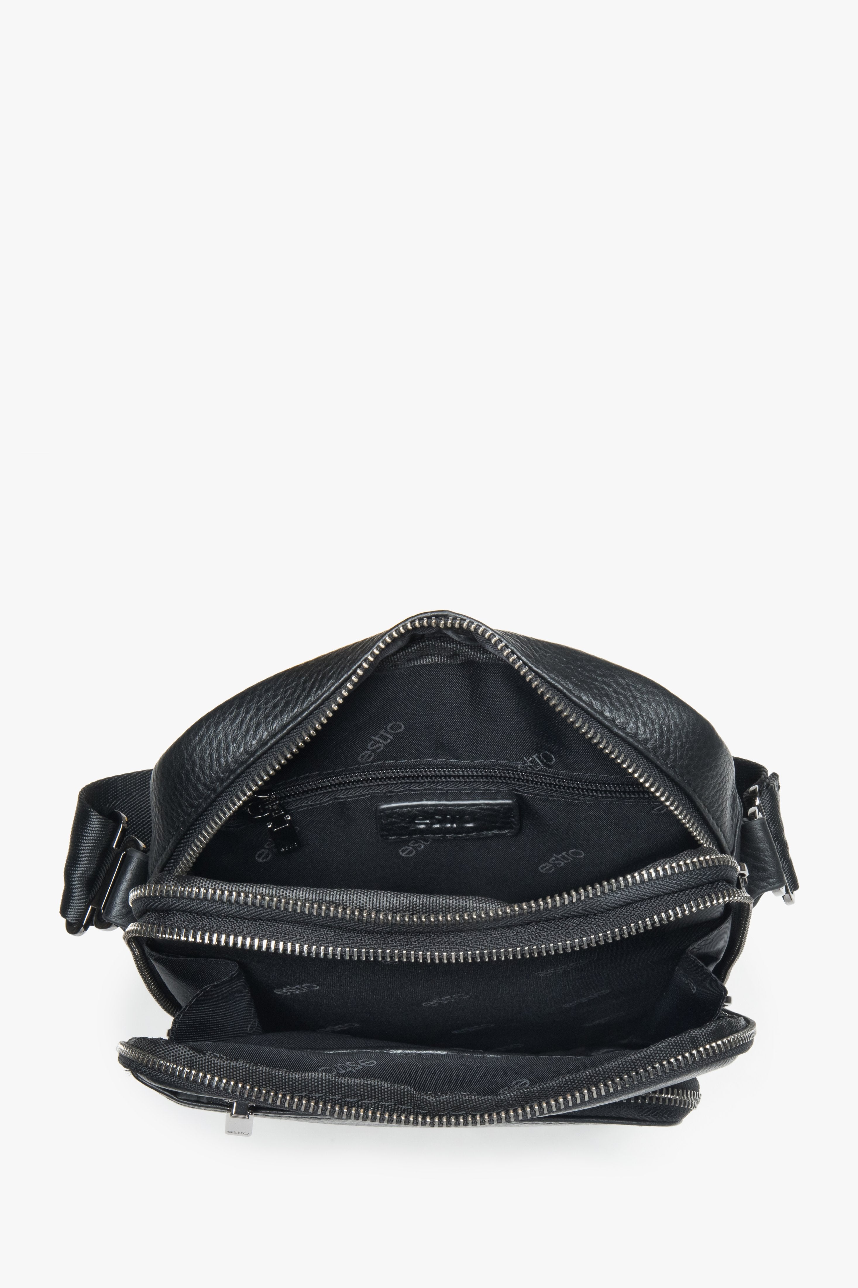 Genuine leather black men’s crossbody sling bag Estro.
