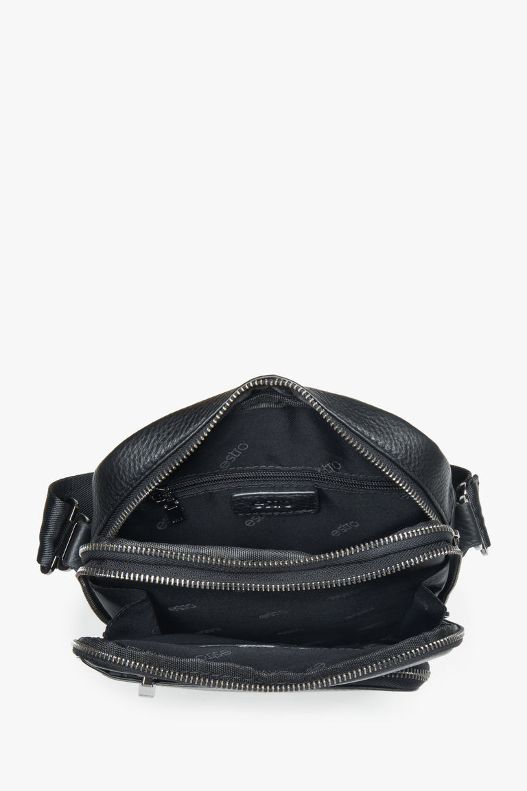 Genuine leather black men’s crossbody sling bag Estro.