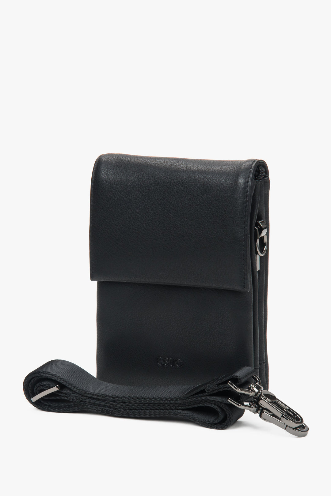 Black genuine leather tablet bag Estro.