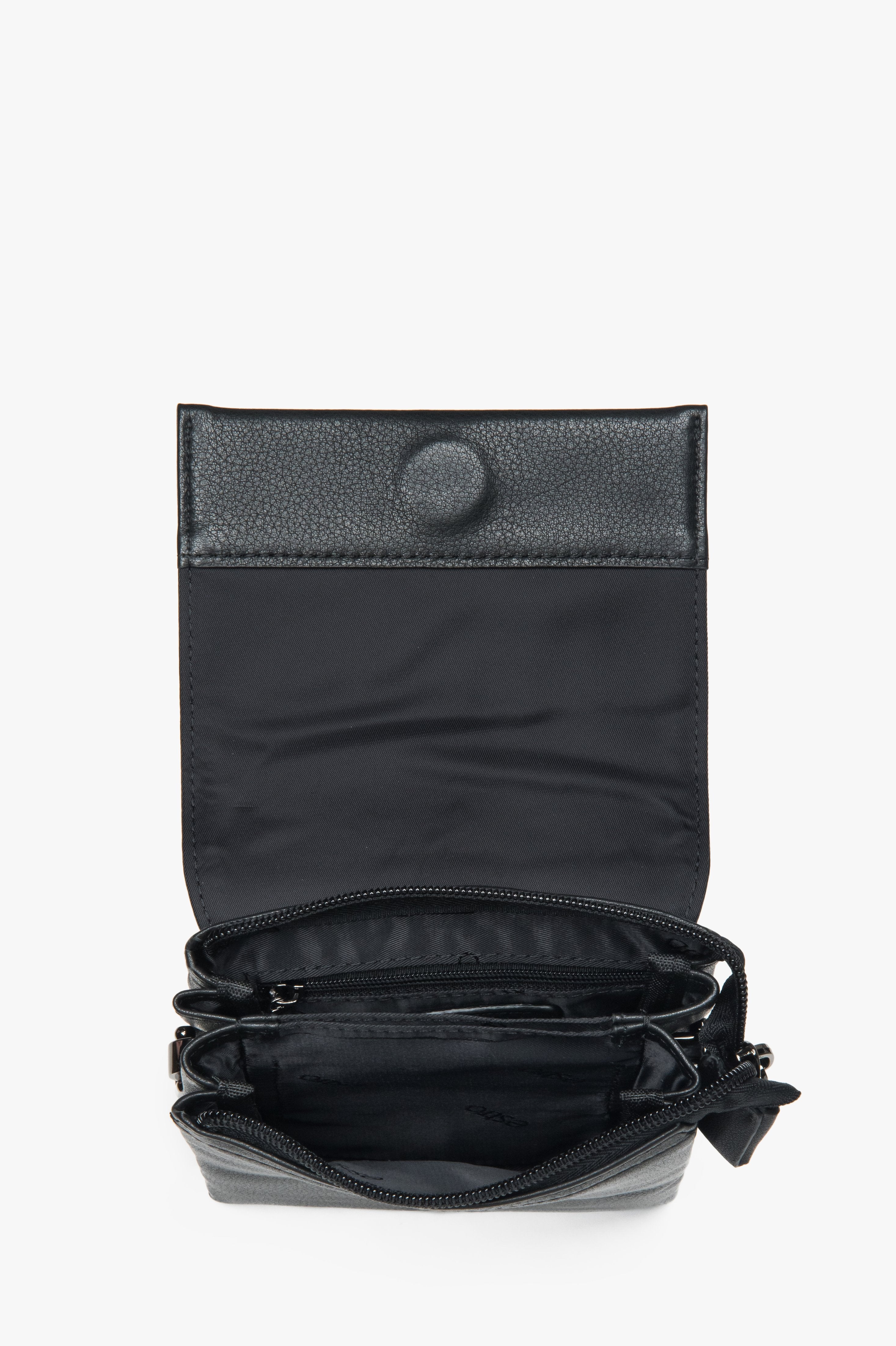 Tablet bag, black, genuine leather, Estro.