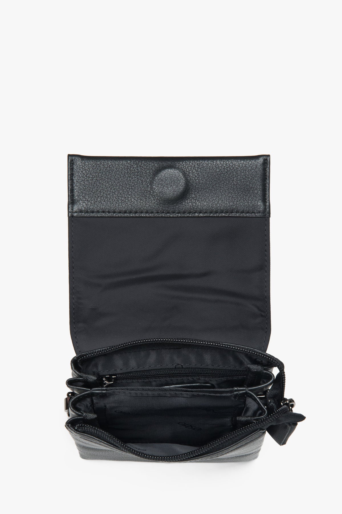 Tablet bag, black, genuine leather, Estro.