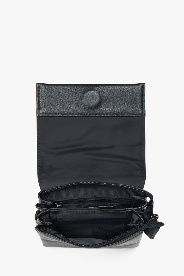 Tablet bag, black, genuine leather, Estro.
