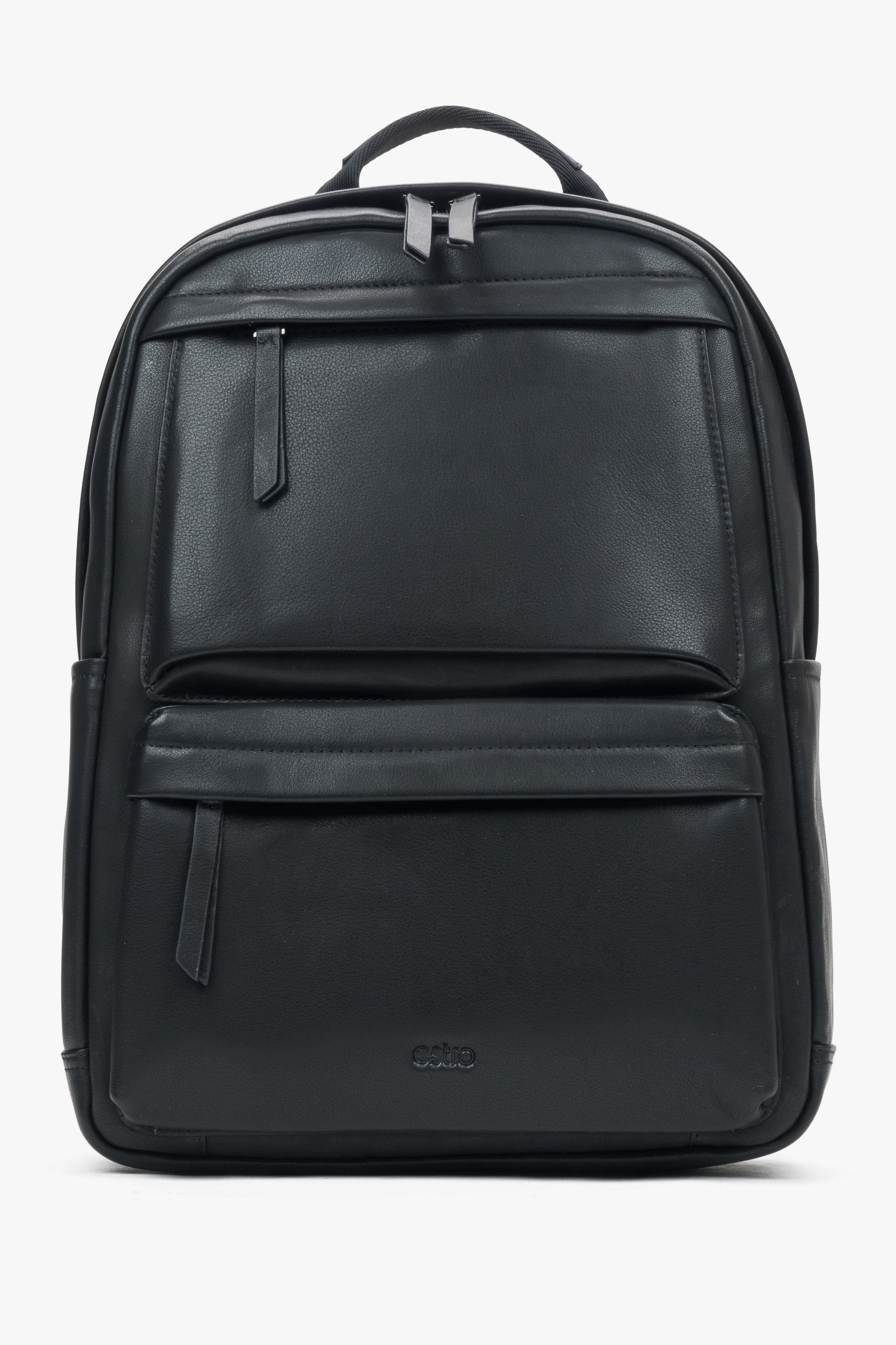 Men’s Black Genuine Leather Urban Backpack Estro ER00117317.