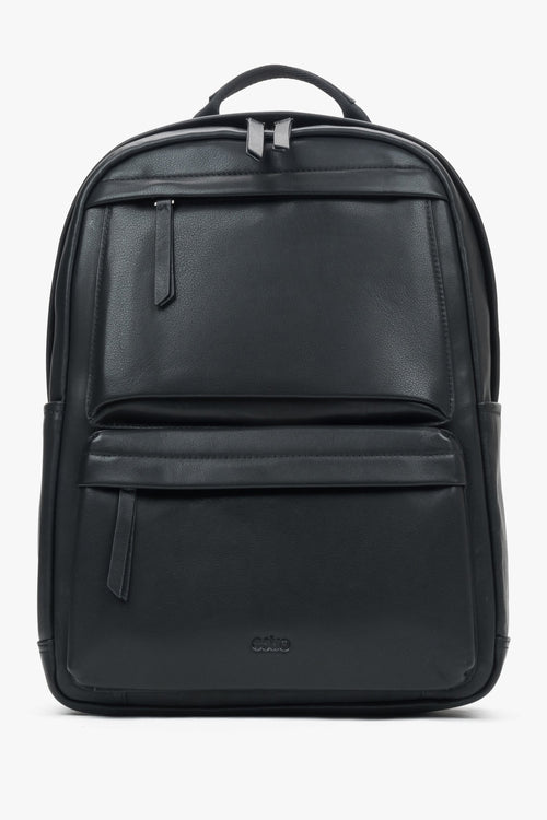 Men’s Black Genuine Leather Urban Backpack Estro ER00117317.
