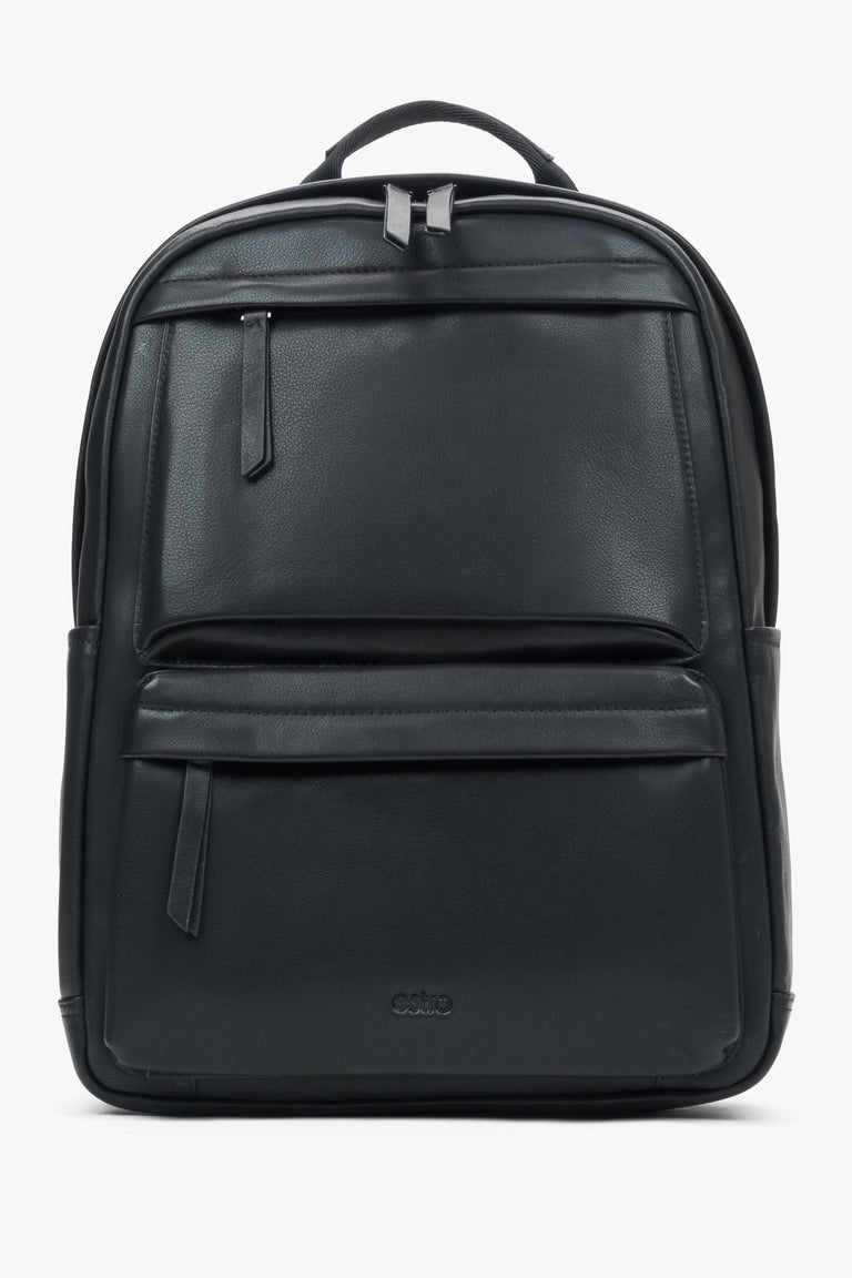 Men’s Black Genuine Leather Urban Backpack Estro ER00117317.