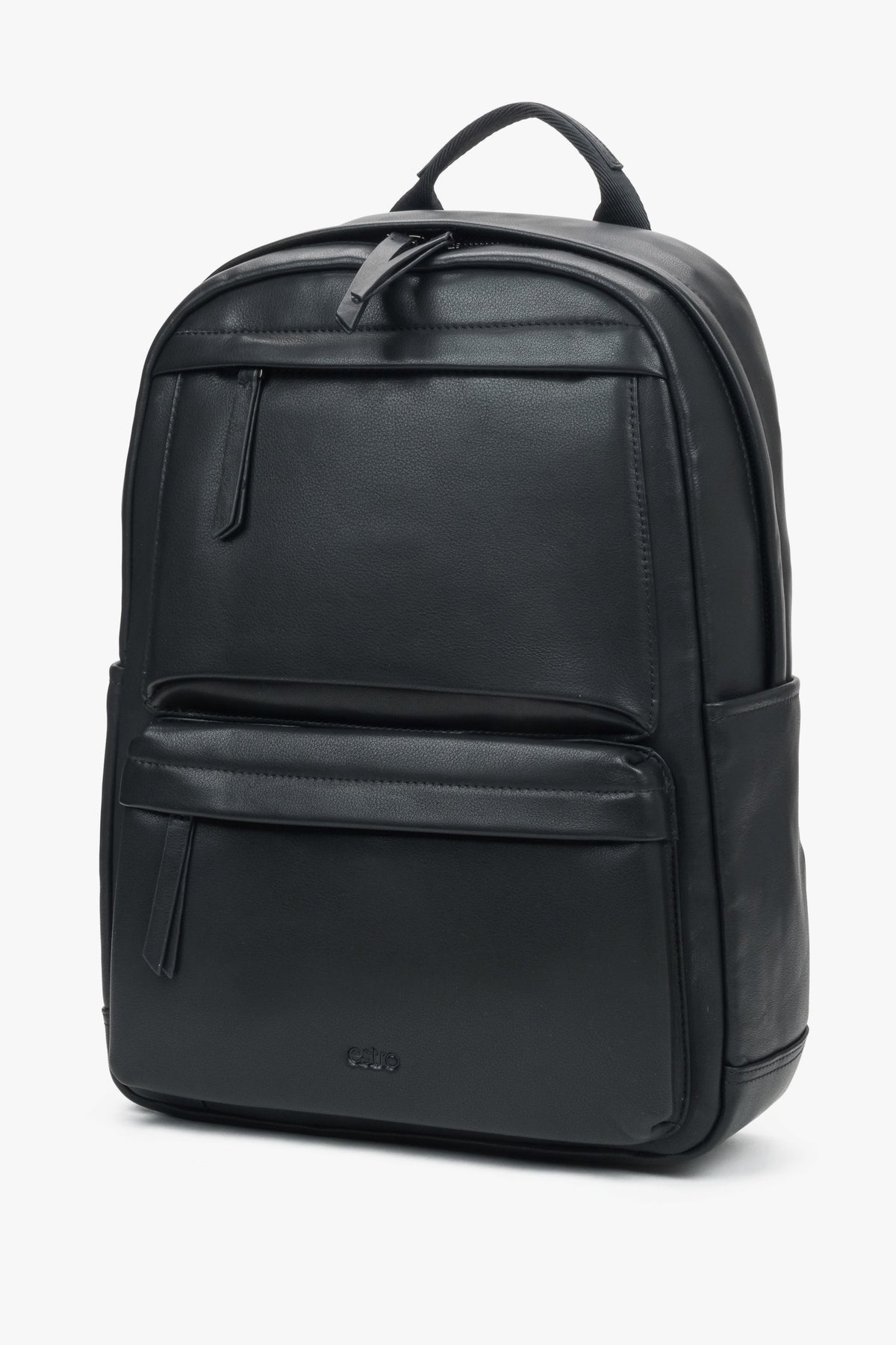 Men’s black genuine leather city backpack Estro.