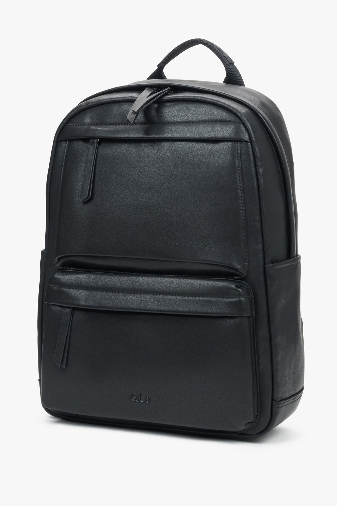 Men’s black genuine leather city backpack Estro.