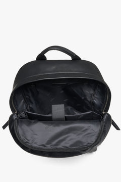 Men’s city backpack, black, genuine leather, Estro.
