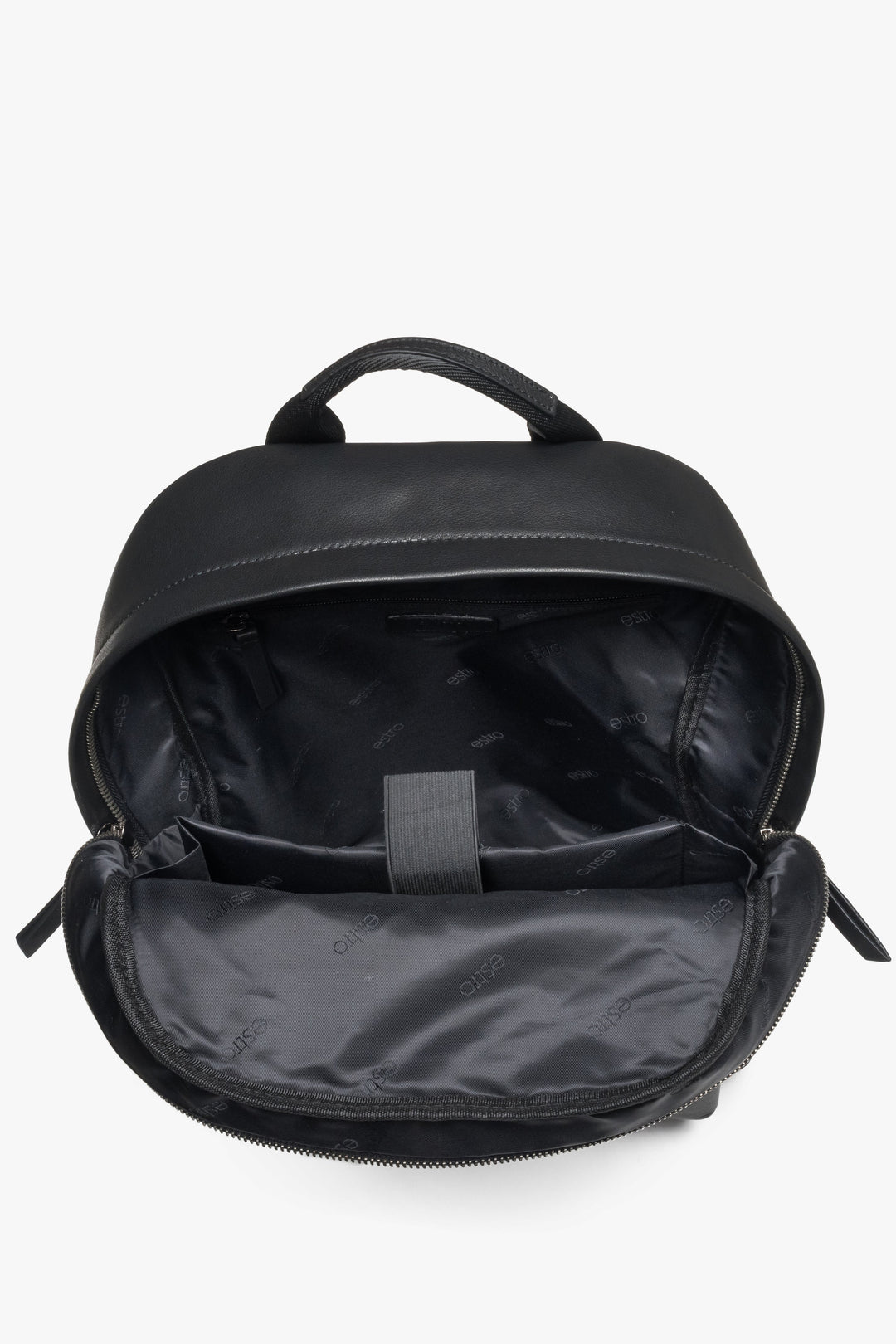 Men’s city backpack, black, genuine leather, Estro.
