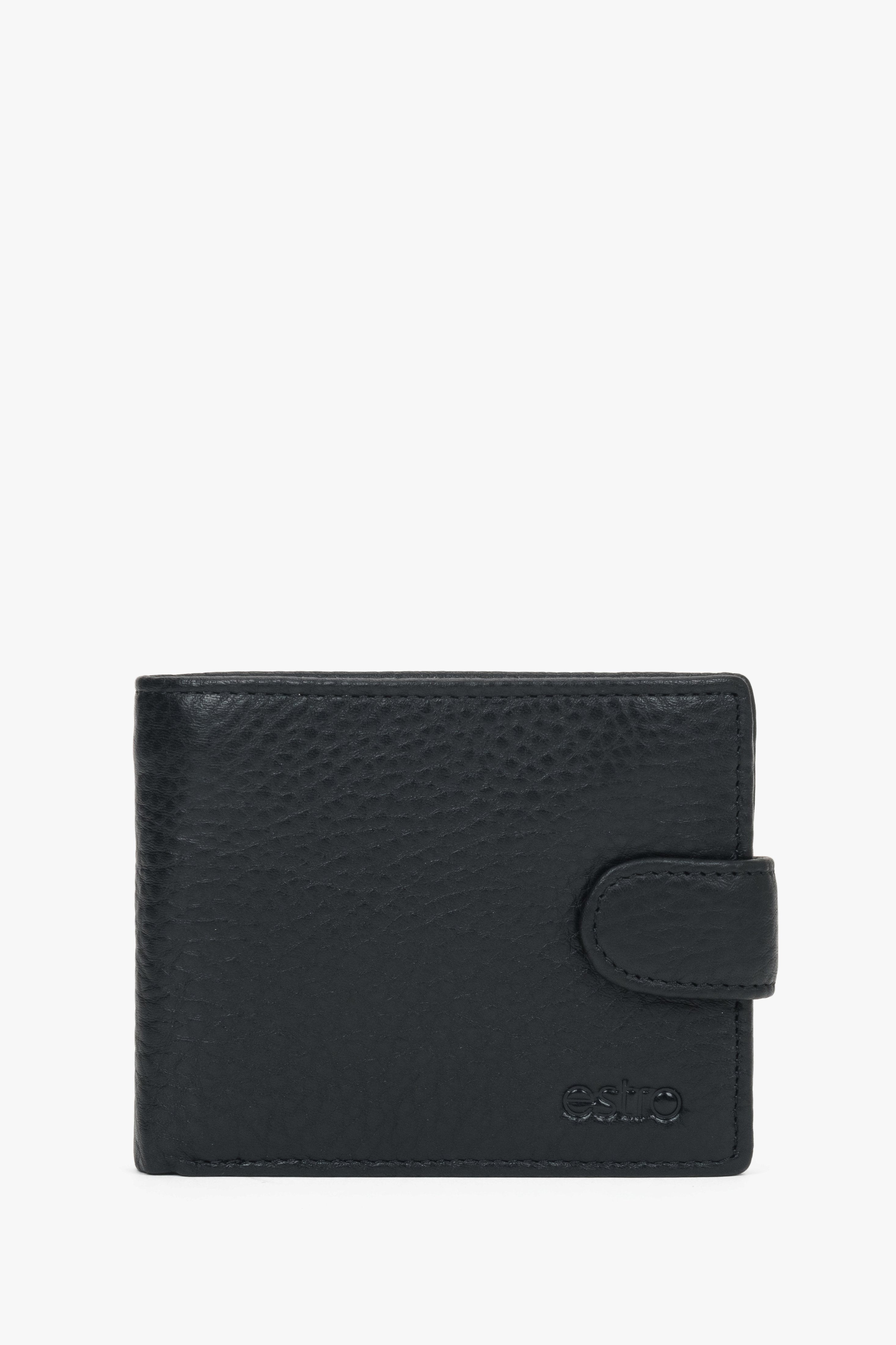Men’s Black Genuine Leather Wallet with Strap Closure Estro ER00116312.