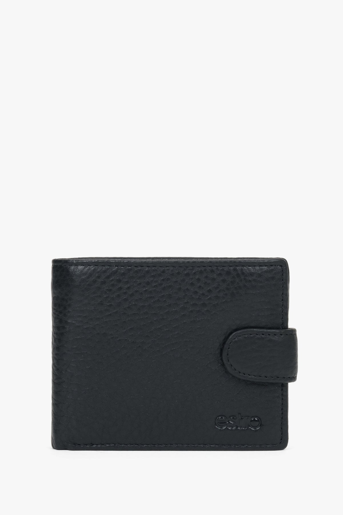 Men’s Black Genuine Leather Wallet with Strap Closure Estro ER00116312.