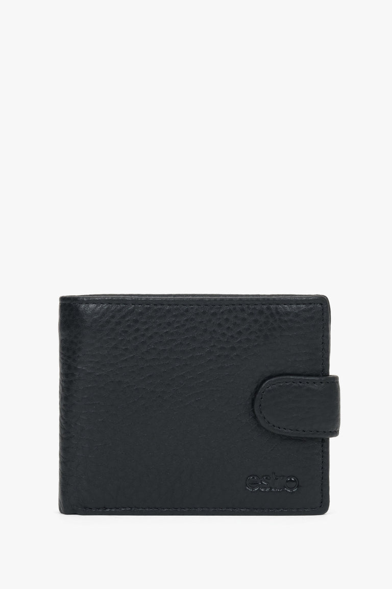 Men’s Black Genuine Leather Wallet with Strap Closure Estro ER00116312.
