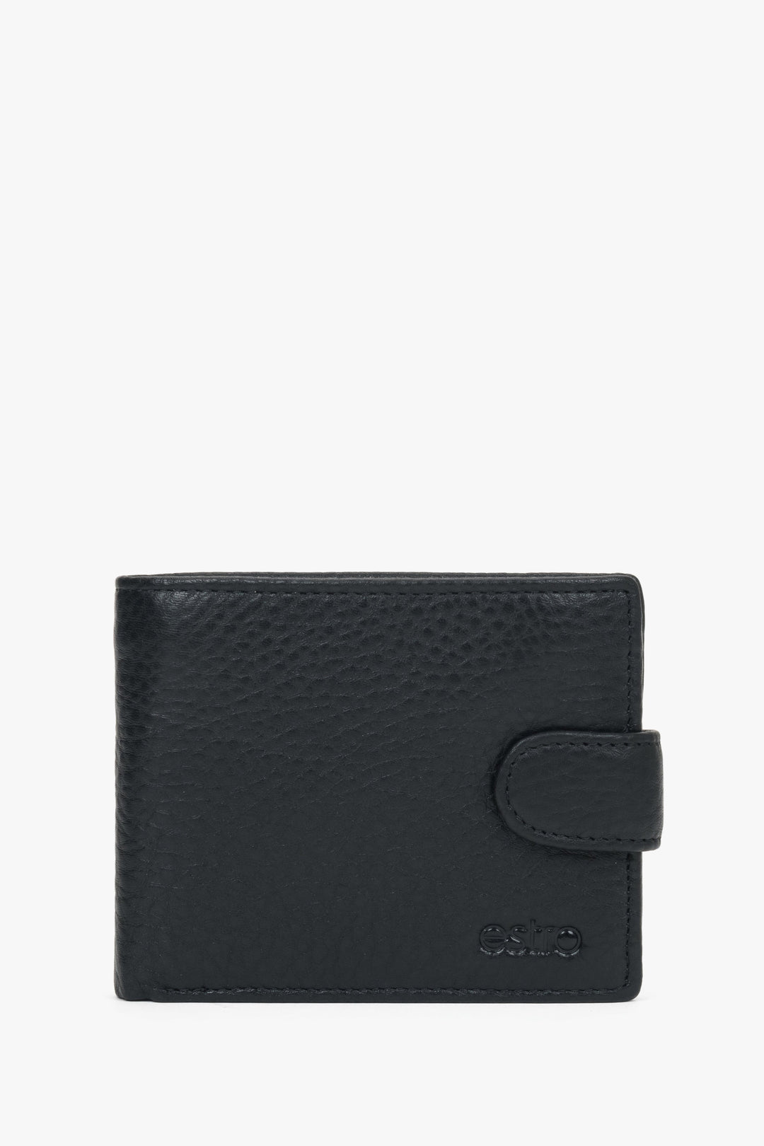 Men’s Black Genuine Leather Wallet with Strap Closure Estro ER00116312.